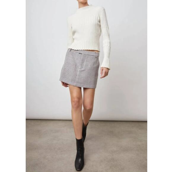 New RAILS Women's Lilac Navy Check Wool Blend Prim Mini Skirt Size 6 - Picture 9 of 9